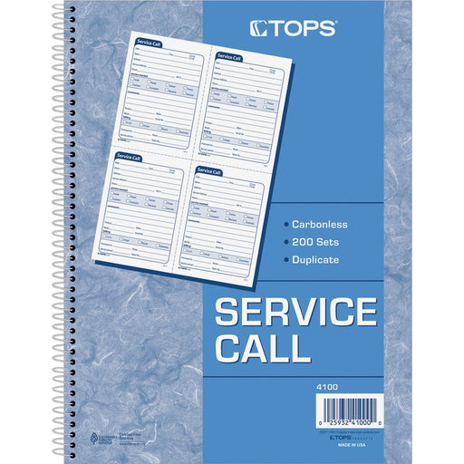 TOPS Service Call 2-part Spiral Message Slip Book