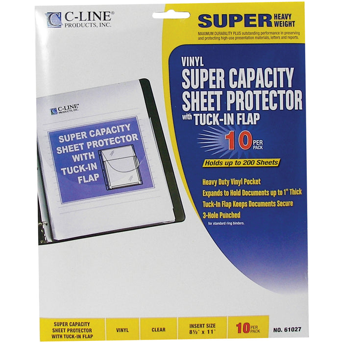 C-Line Super Capacity Super Heavyweight Vinyl Sheet Protectors with Tuck-In Flap