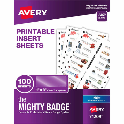 The Mighty Badge® The Mighty Badge Printable Insert Sheets, 100 Clear Inserts, Inkjet