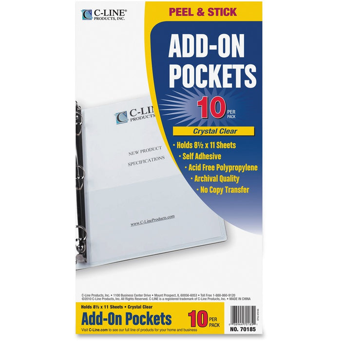 C-Line Self-Adhesive Add-On Poly Filing Pocket