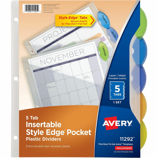 Avery® Insertble Style Edge Plastic Pocket Dividers