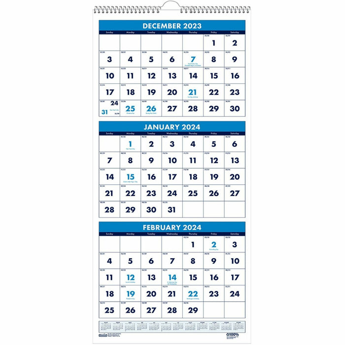 House of Doolittle 3-month Vertical 17" Wall Calendar