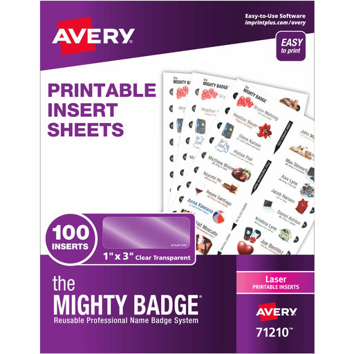 The Mighty Badge® The Mighty Badge Printable Insert Sheets, 100 Clear Inserts, Laser
