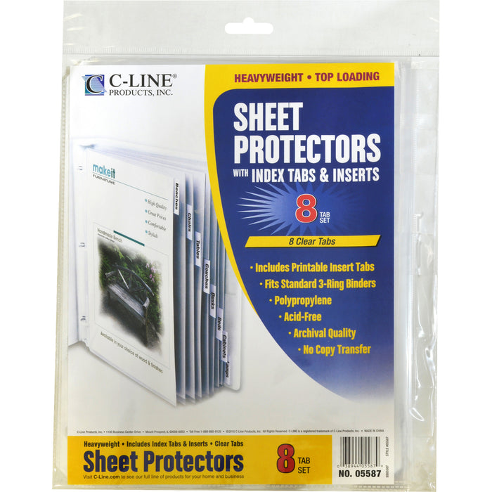 C-Line Heavyweight Poly Sheet Protectors with Index Tabs