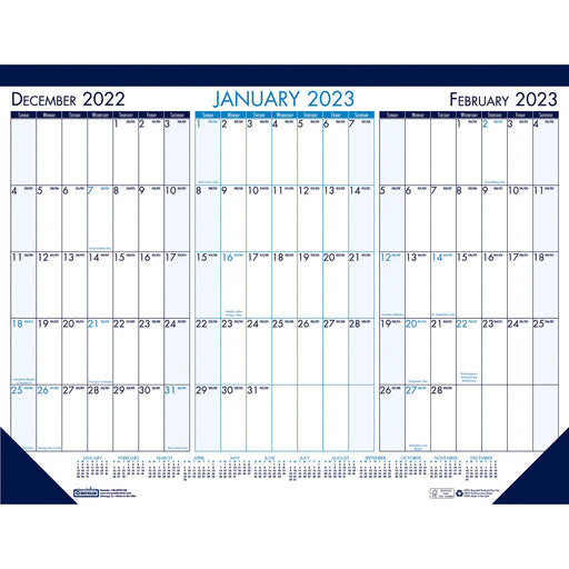House of Doolittle 3-month View Monthly Desk Pad Calendar