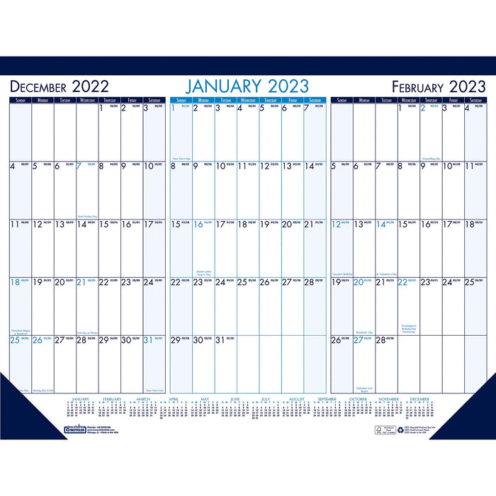 House of Doolittle 3-month View Monthly Desk Pad Calendar