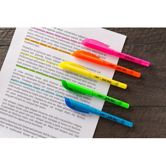 BIC Brite Liner Grip Highlighters, Assorted, 5 Pack