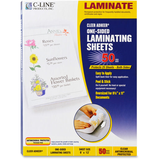 C-Line Cleer Adheer Laminating Sheets with Antimicrobial Protection