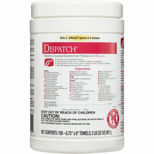 Dispatch Hospital Cleaner Disinfectant Towels with Bleach