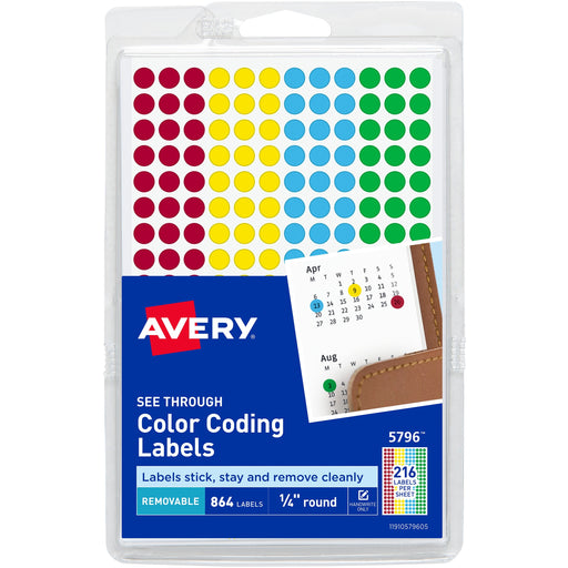 Avery® Assorted Removable See-Through Color Dots