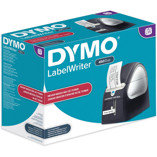Dymo LabelWriter 450 Duo Direct Thermal Printer - Monochrome - Label Print - USB - Platinum
