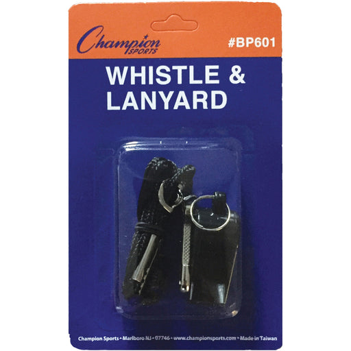 Champion Sports Plastic Whistle/Bulk Lanyard Pack