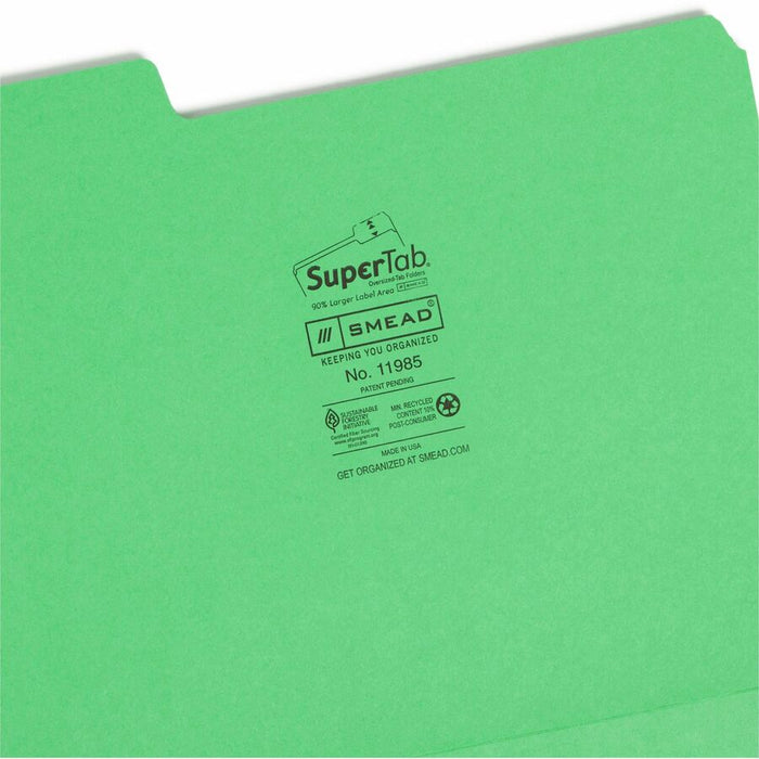 Smead SuperTab 1/3 Tab Cut Letter Recycled Top Tab File Folder