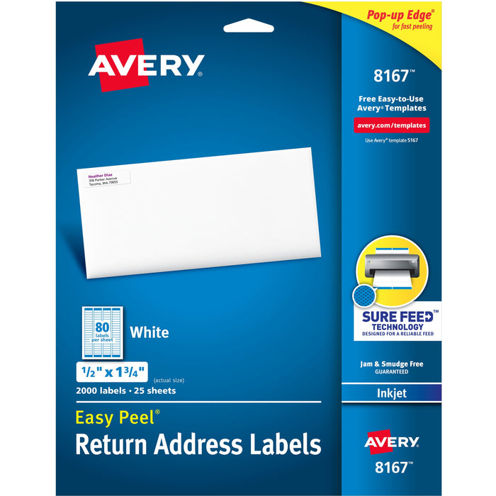 Avery® Easy Peel White Inkjet Mailing Labels