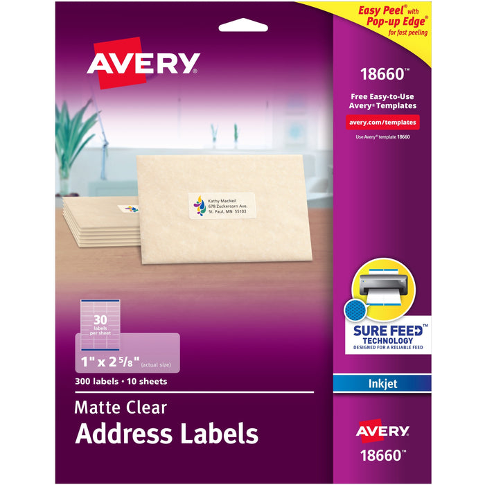 Avery® Matte Clear Address Labels - Sure Feed Technology