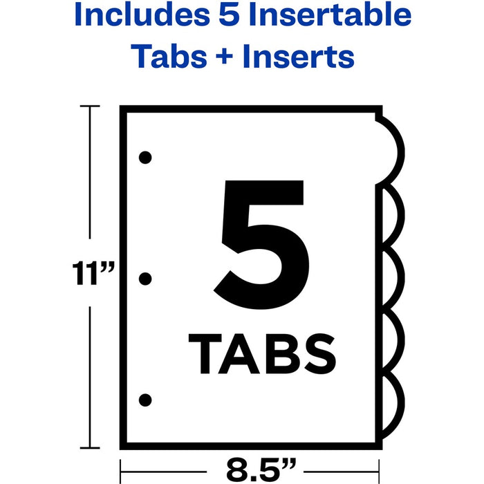 Avery® Plastic Binder Dividers, Insertable Multicolor Style Edge 5-tabs