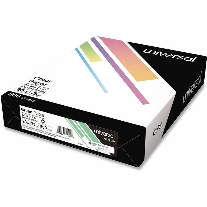 Universal Deluxe Colored Paper, 20 lb Bond Weight, 8.5 x 11, Green, 500/Ream