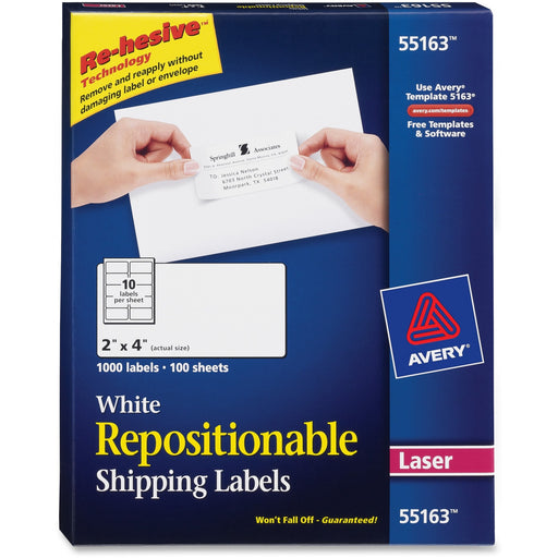 Avery® Repositionable Shipping Labels - Sure Feed Technology