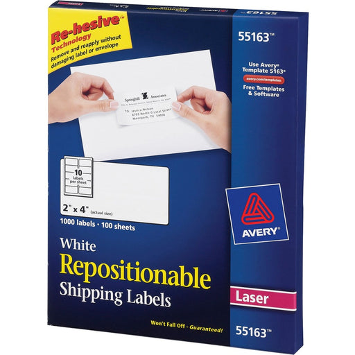 Avery® Repositionable Shipping Labels - Sure Feed Technology