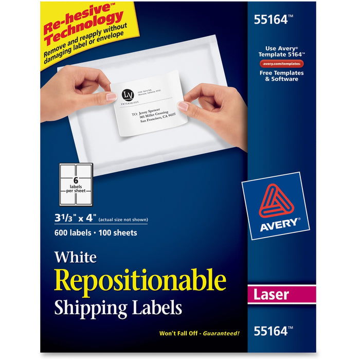 Avery® Repositionable Shipping Labels - Sure Feed Technology