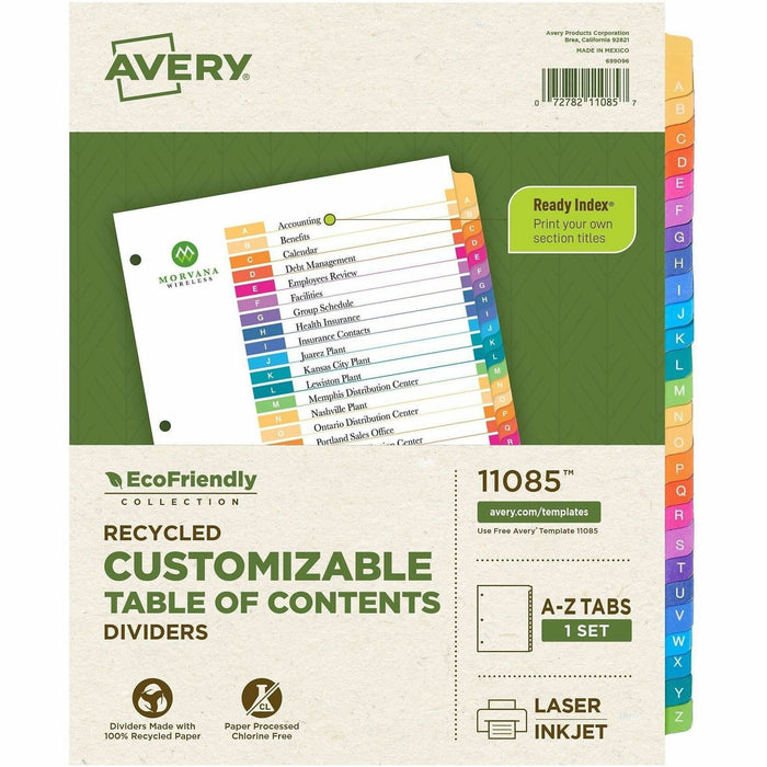 Avery coFriendly Recycled A-Z Dividers, 26 Tabs (11085)