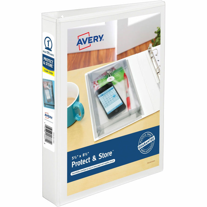 Avery 1" Mini Durable View Protect & Store Binder, White, 175 Sheets