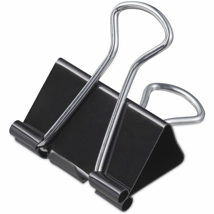 Universal Binder Clips with Storage Tub, Medium, Black/Silver, 24/Pack