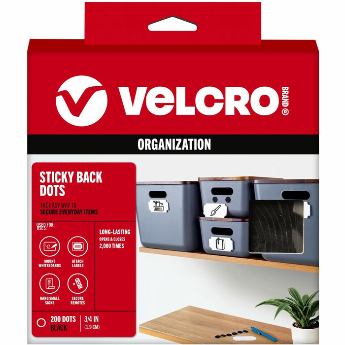 VELCRO&reg; Sticky Back 3/4in Circles Black 200 ct