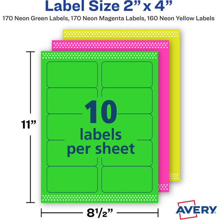 Avery® High Visibility Neon Shipping Labels