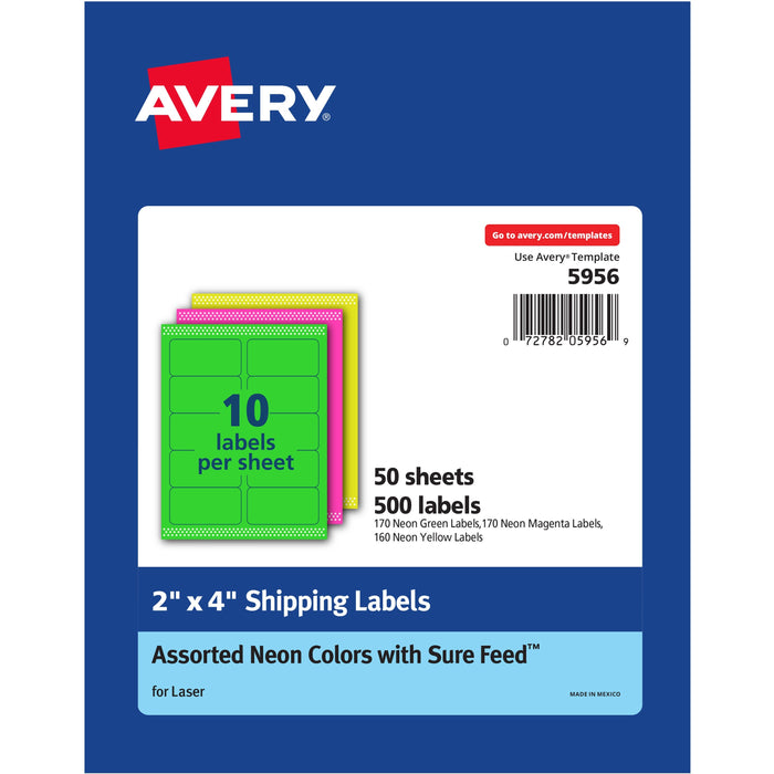 Avery® High Visibility Neon Shipping Labels