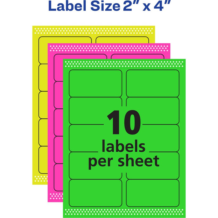 Avery® High Visibility Neon Shipping Labels