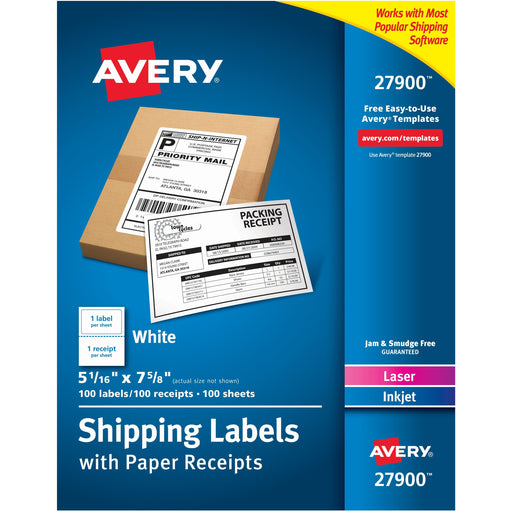 Avery® Paper Receipt White Shipping Labels