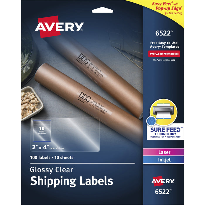 Avery® Easy Peel High Gloss Clear Mailing Labels