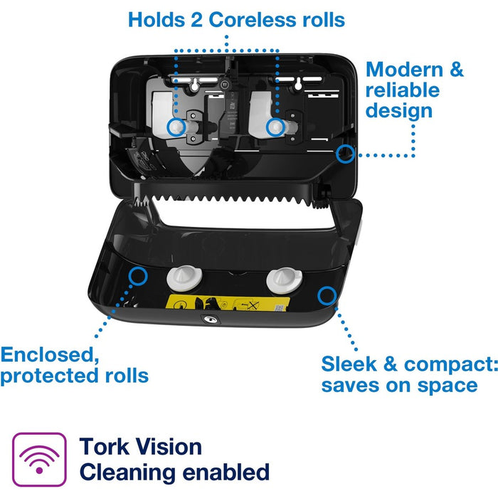 Tork Twin Bath Tissue Roll Dispenser Black T7