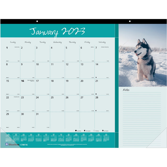 Blueline Man's Best Friend Dogs Desk Pad Calendar