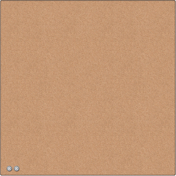 U Brands Square Cork Bulletin Board, 14 x 14 Inches, Frameless, Natural, Push Pins Included (463U00-04)