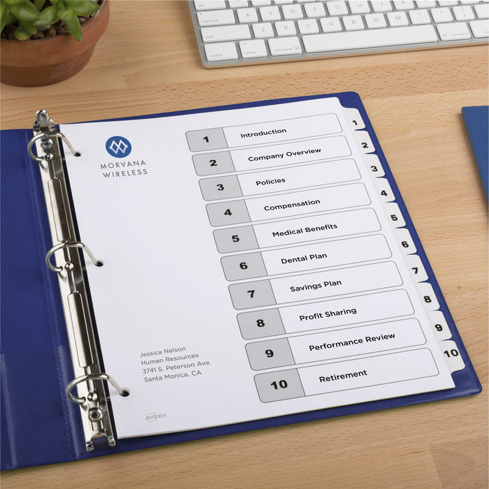 Avery® Ready Index 10-tab Custom TOC Dividers