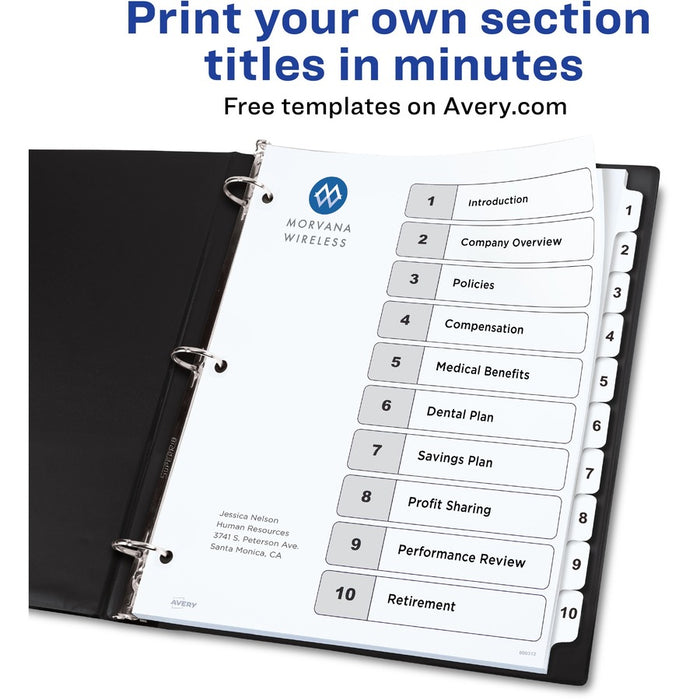 Avery® Ready Index 10-tab Custom TOC Dividers