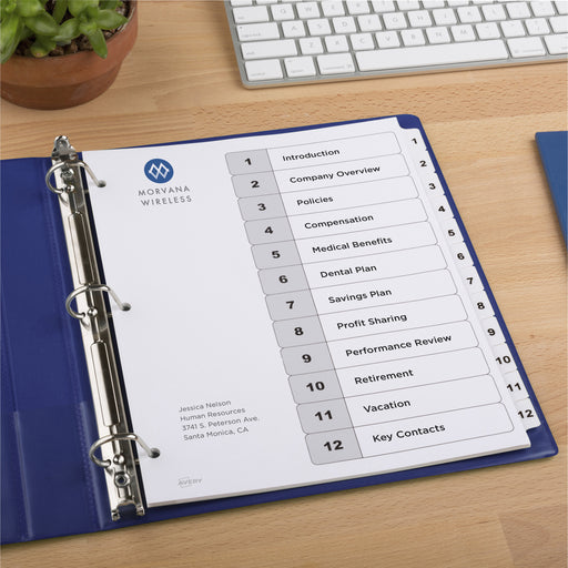 Avery® Ready Index 12-tab Custom TOC Dividers