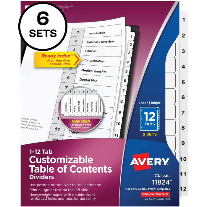 Avery® Ready Index 12-tab Custom TOC Dividers