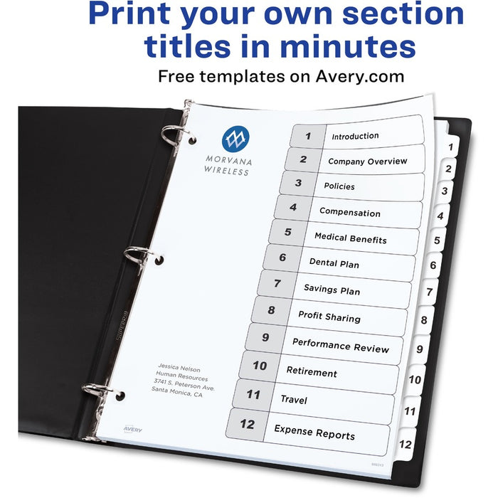 Avery® Ready Index 12-tab Custom TOC Dividers