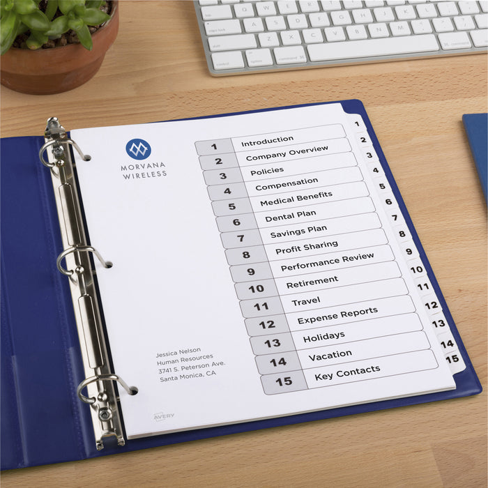 Avery® 15-tab Custom Table of Contents Dividers