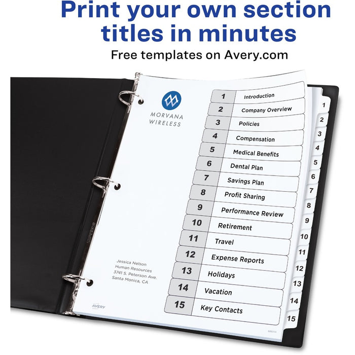 Avery® 15-tab Custom Table of Contents Dividers