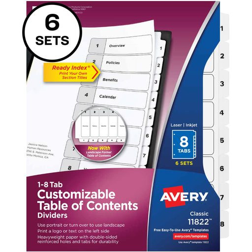 Avery® 8-tab Custom Table of Contents Dividers