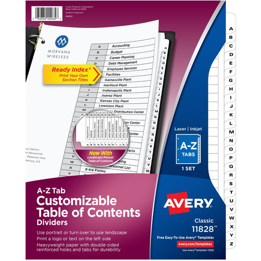 Avery® A-Z Black & White Table of Contents Dividers