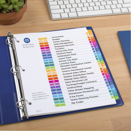 Avery® A-Z Customizable Multicolor TOC Dividers