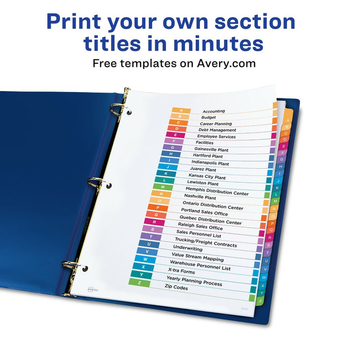 Avery® A-Z Customizable Multicolor TOC Dividers