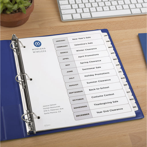 Avery® Monthly Tab Table of Contents Dividers