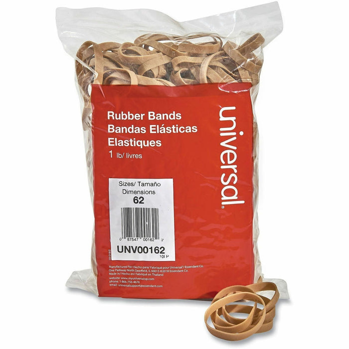 Universal Rubber Bands, Size 62, 0.04" Gauge, Beige, 1 lb Box, 490/Pack