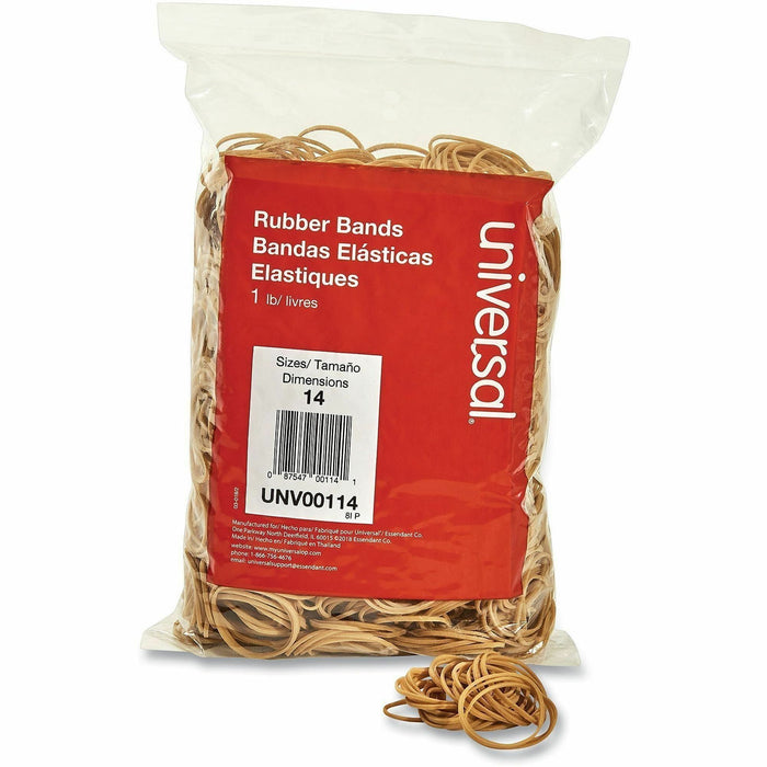 Universal Rubber Bands, Size 14, 0.04" Gauge, Beige, 1 lb Box, 2,200/Pack